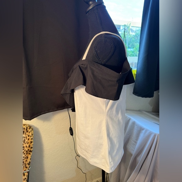 INC International Concepts Black and White Asymmetrical Top - Picture 4 of 13